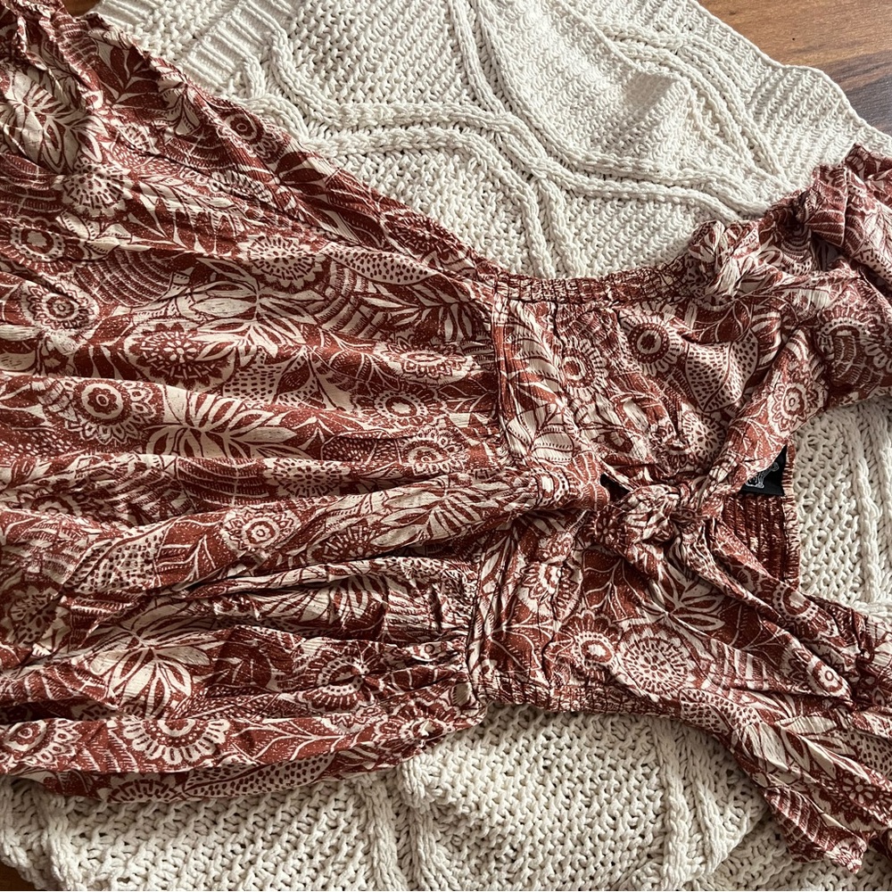 Floral Brown and White Dress